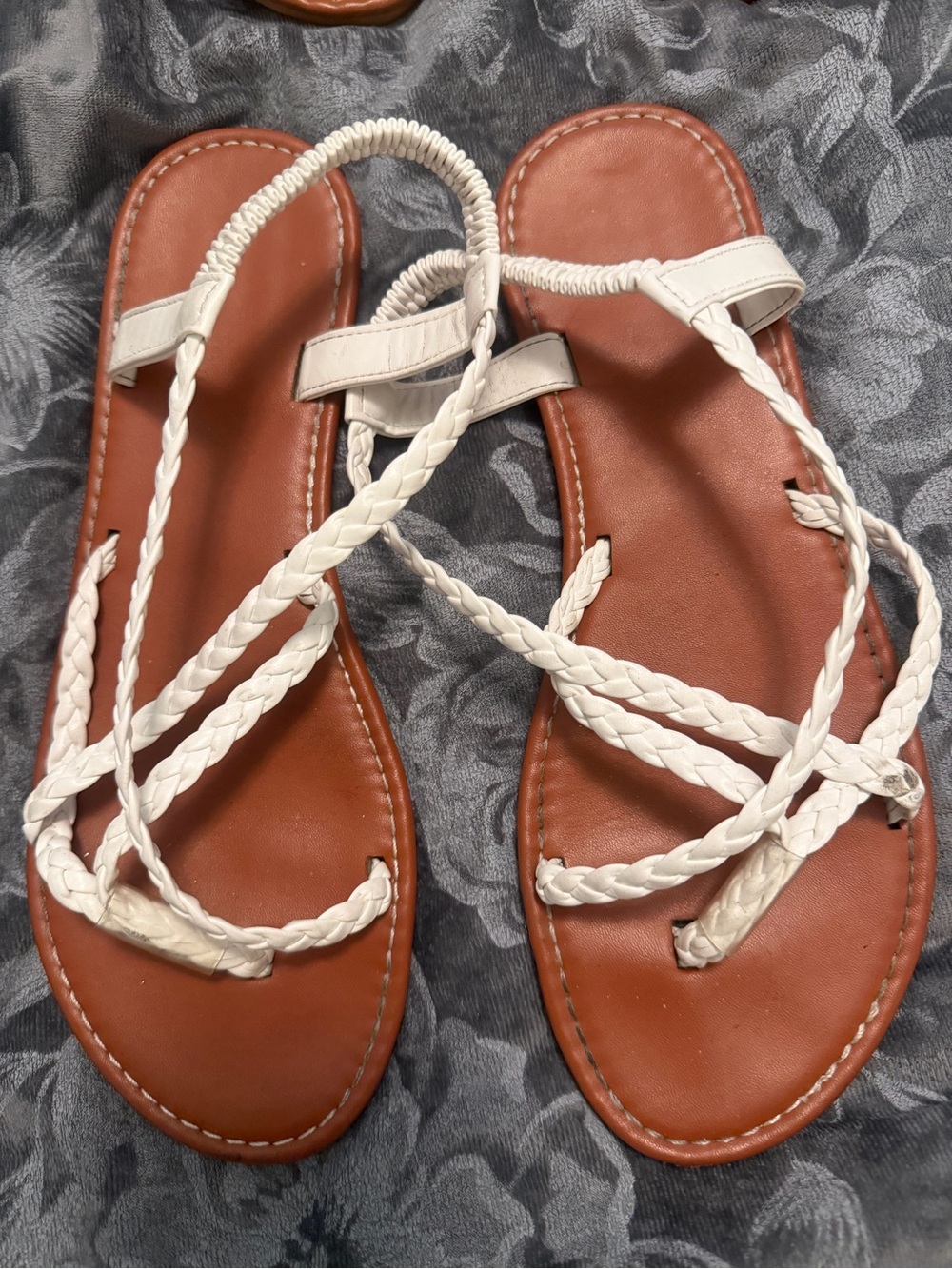 Women's White Braided Strap Sandals - Sleek Casual Summer Style
